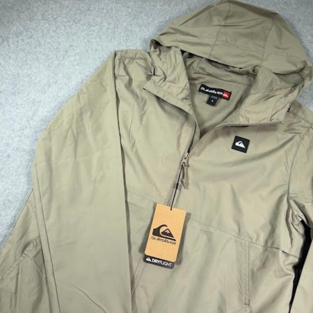 Quiksilver Anorak Jacket Mens Small Tan DryFlight Water Repellent Breathable NWT